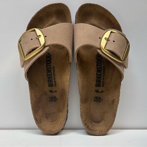 Birkenstock Madrid Big Buckle in Sandcastle Beige size 36